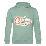 Duurzame mint kleurige hoodie met meerkleurige konijn print, unisex trui