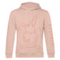 Duurzame zacht roze hoodie donkerder roze konijn print, unisex trui