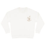 Duurzame offwhite sweater met karamelkleurige konijn print, unisex trui