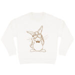 Duurzame offwhite sweater met karamelkleurige konijn-print, unisex trui