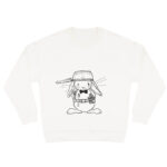 Duurzame offwhite sweater met zwarte konijn print, unisex trui